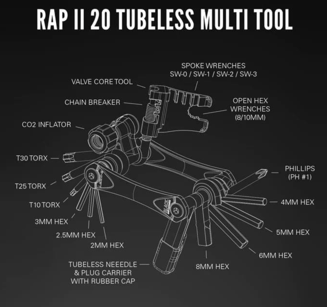 Multiherramienta Lezyne RAP II 20 Tubeless