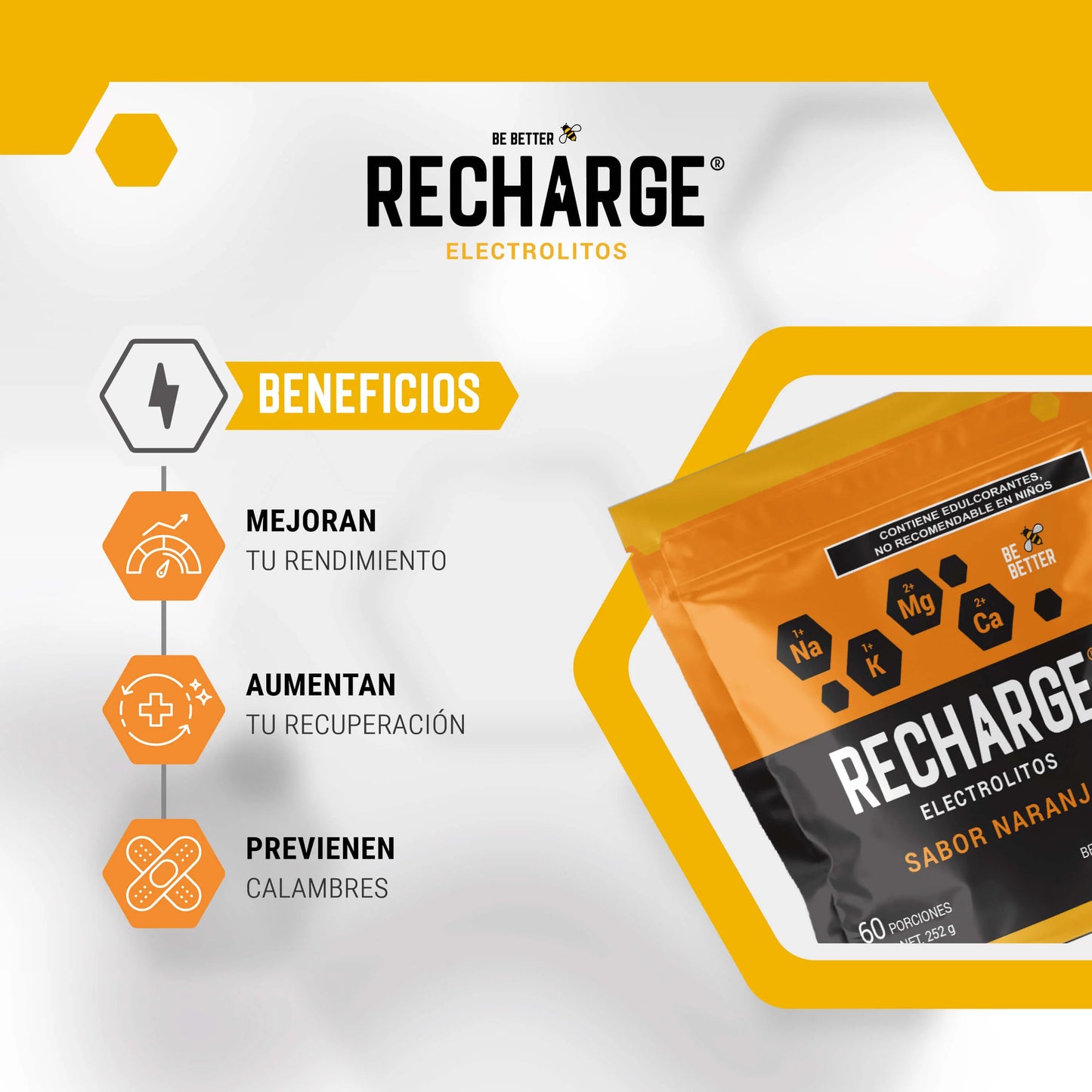 RECHARGE | ELECTROLITOS EN POLVO | NARANJA