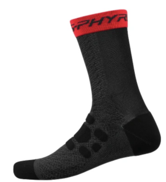 CALCETAS SHIMANO CANO ALTO NEGRO/ROJO TALLA L