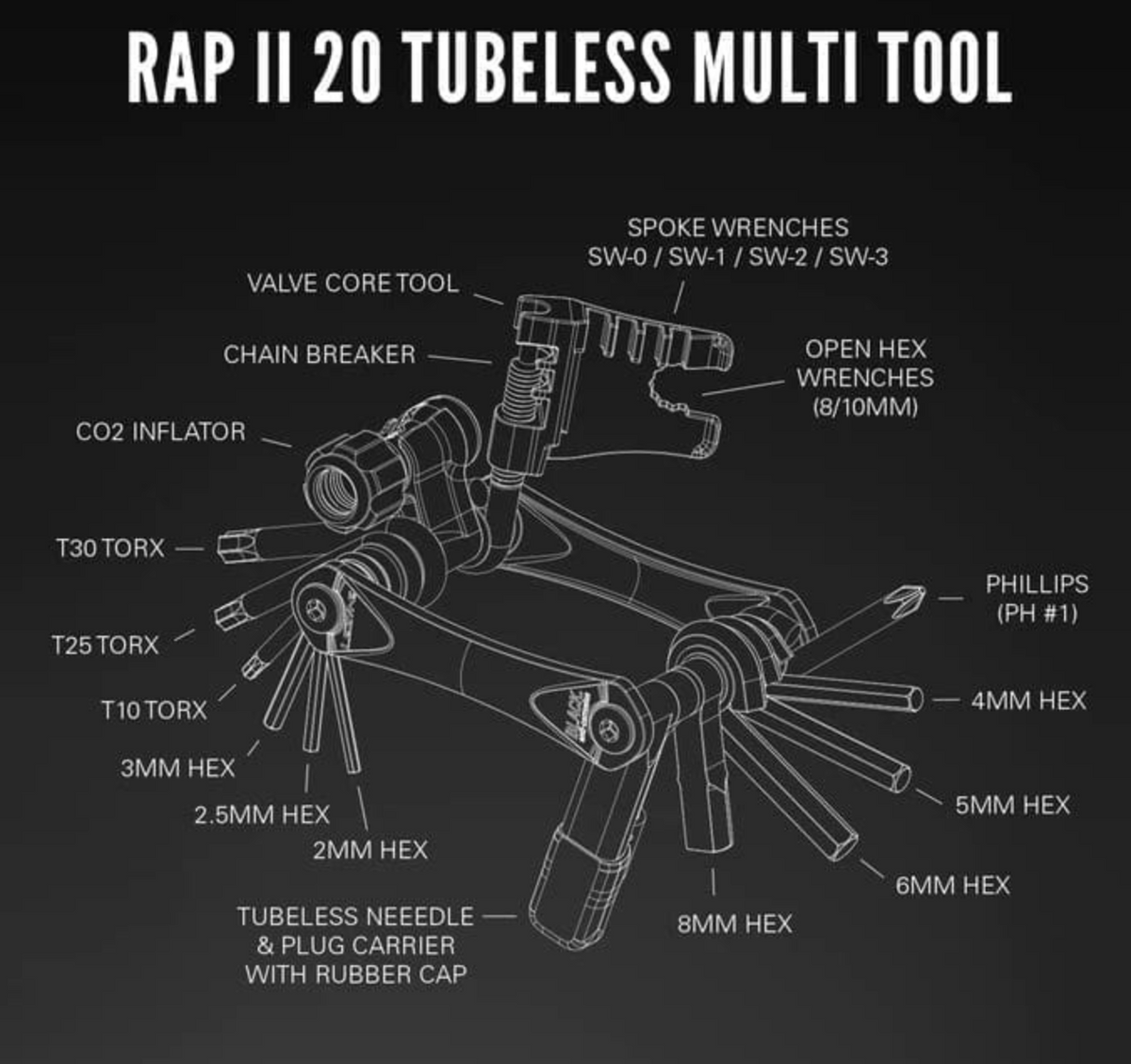 Multiherramienta Lezyne RAP II 20 Tubeless