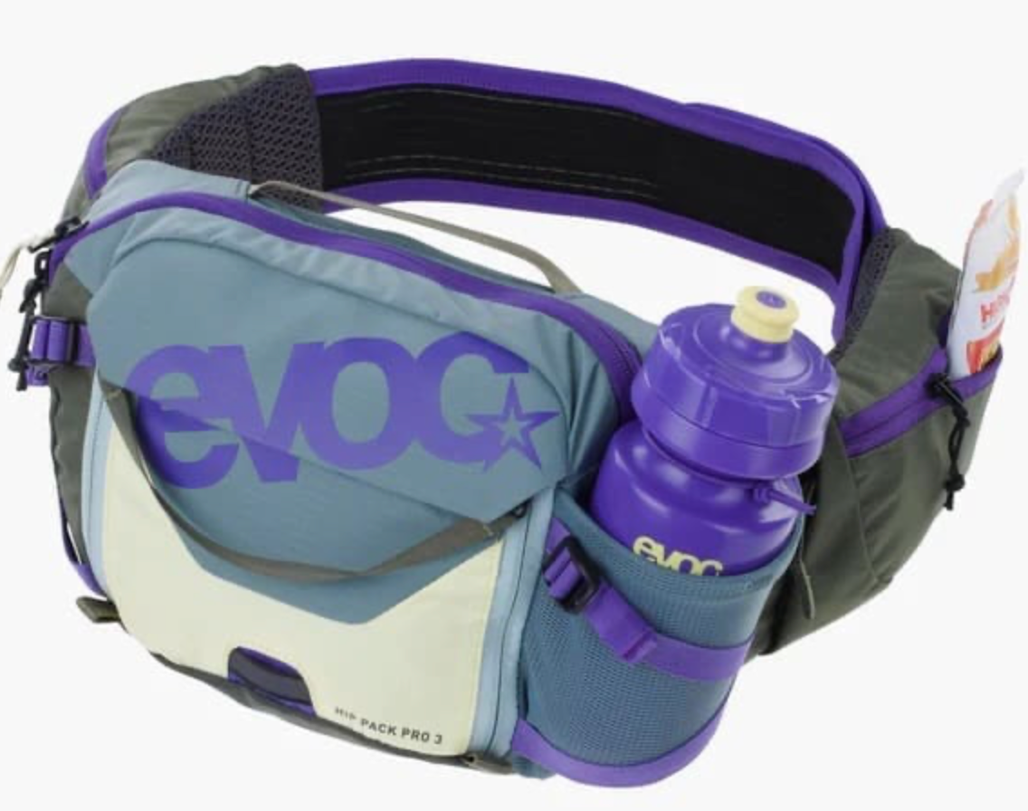 Cangurera EVOC Hip Pack Pro 3 + bolsa de hidratacion 1.5LT Violet – Dark olive