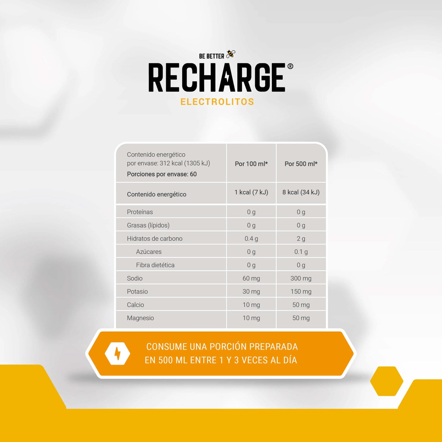 RECHARGE | ELECTROLITOS EN POLVO | NARANJA